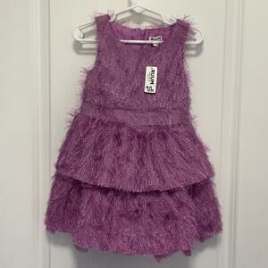 RUUM Girls Fringe Tiered Tulle Purple Dress Size 2Y